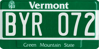 VT license plate BYR072