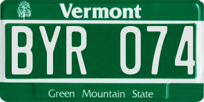 VT license plate BYR074