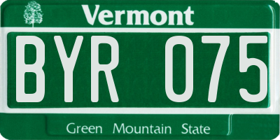 VT license plate BYR075