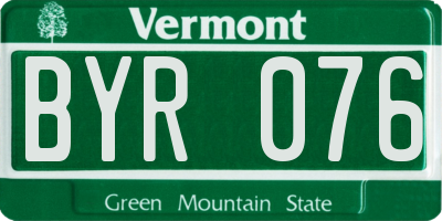 VT license plate BYR076