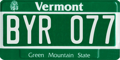 VT license plate BYR077