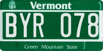 VT license plate BYR078