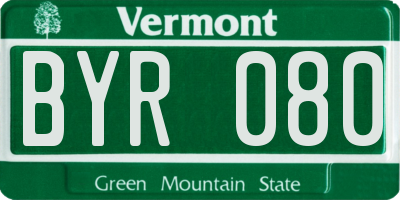 VT license plate BYR080