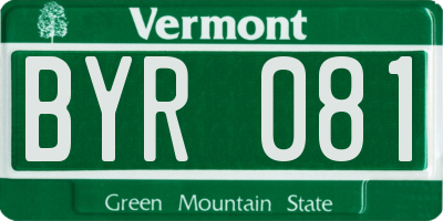 VT license plate BYR081