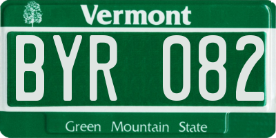 VT license plate BYR082