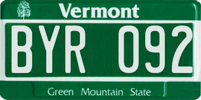 VT license plate BYR092