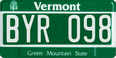 VT license plate BYR098