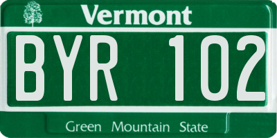 VT license plate BYR102