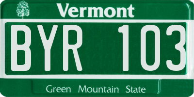 VT license plate BYR103