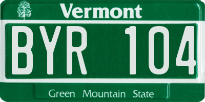 VT license plate BYR104