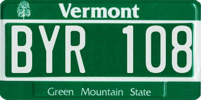 VT license plate BYR108