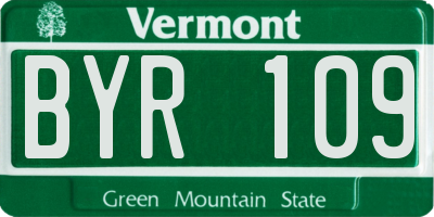 VT license plate BYR109