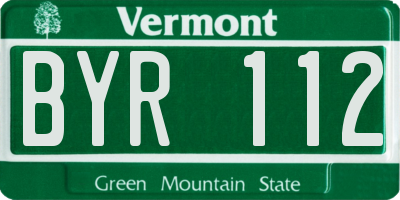 VT license plate BYR112