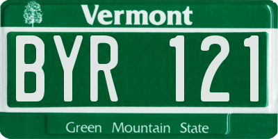 VT license plate BYR121