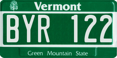 VT license plate BYR122