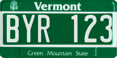 VT license plate BYR123