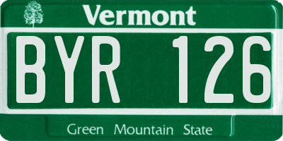 VT license plate BYR126