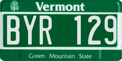 VT license plate BYR129