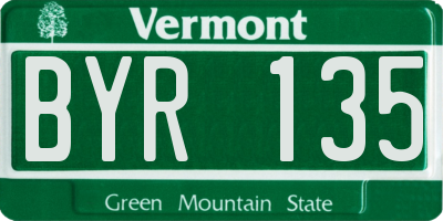 VT license plate BYR135