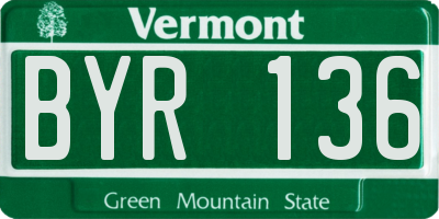 VT license plate BYR136