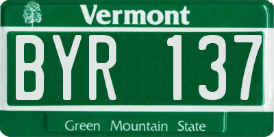 VT license plate BYR137