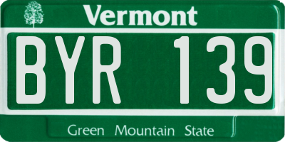 VT license plate BYR139