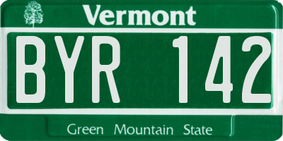 VT license plate BYR142