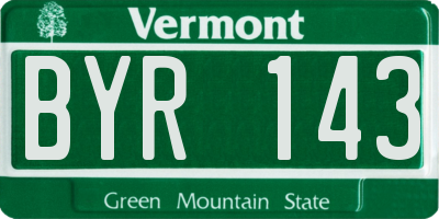 VT license plate BYR143