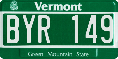 VT license plate BYR149
