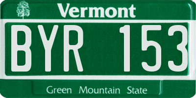 VT license plate BYR153
