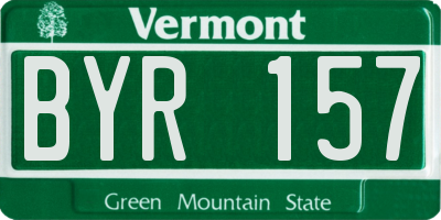 VT license plate BYR157
