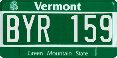VT license plate BYR159