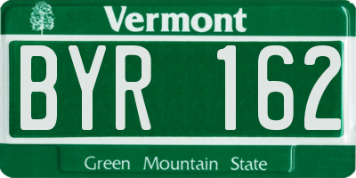 VT license plate BYR162