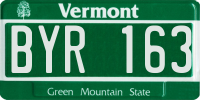 VT license plate BYR163