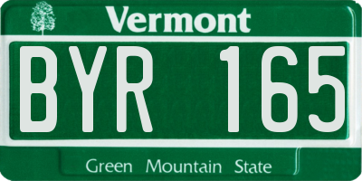 VT license plate BYR165