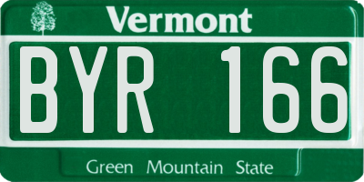 VT license plate BYR166