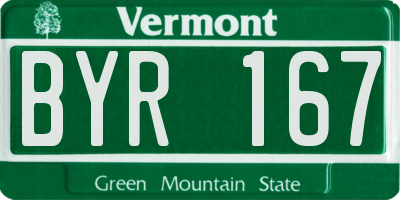 VT license plate BYR167
