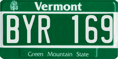 VT license plate BYR169