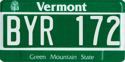 VT license plate BYR172