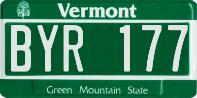 VT license plate BYR177