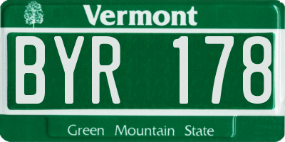 VT license plate BYR178