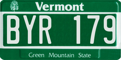 VT license plate BYR179