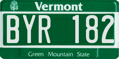 VT license plate BYR182