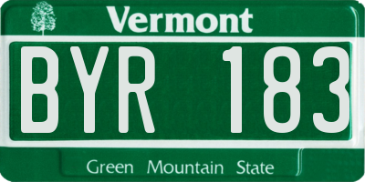 VT license plate BYR183