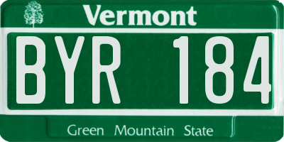 VT license plate BYR184