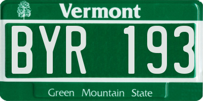VT license plate BYR193