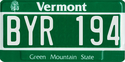 VT license plate BYR194