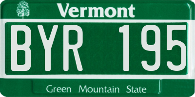 VT license plate BYR195
