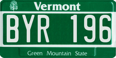 VT license plate BYR196