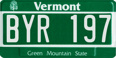 VT license plate BYR197